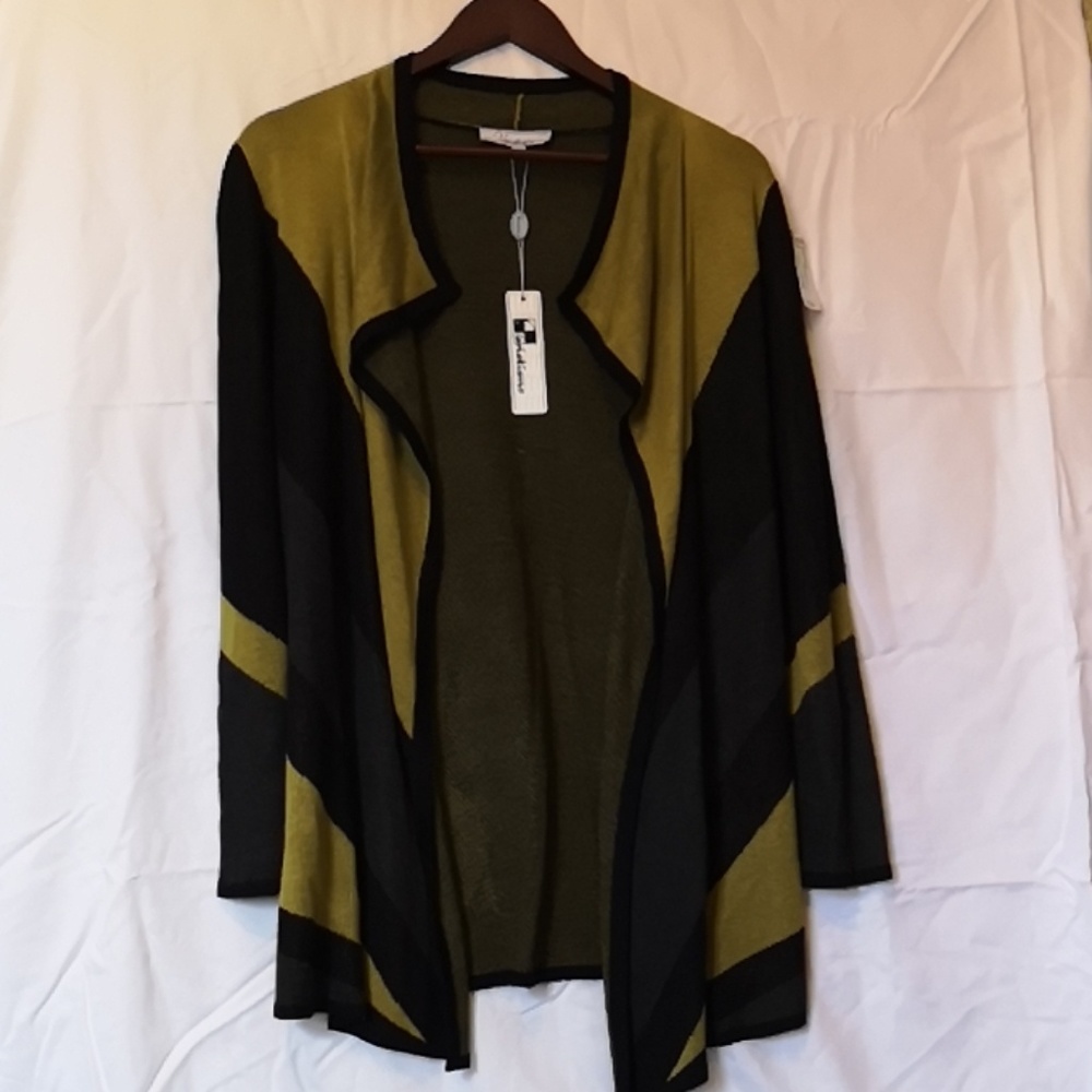 Black and Green Striped Cardigan by Variations NWT